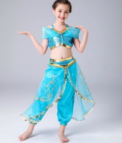 Jasmine custom dress For Girls (BLUE) (110 To 150 CM )