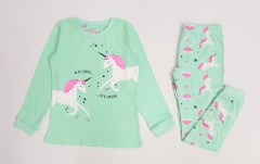 Girls 2 Pcs Pyjama Set (LIGHT GREEN) (2 to 10 Years)