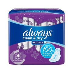 ALWAYS Clean & Dry Maxi Thick Large Sanitary Pads (10pcs) (MOS)(CARGO)