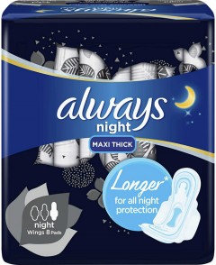 ALWAYS Night Maxi Thick Sanitary Pads with Wings (8 Pads) (MOS)(CARGO)