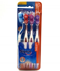 SIGNAL 4 Pcs Pack Toothbrush - Double Action (RANDOM COLOR) (MOS)