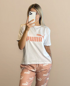 PUMA Ladies Turkey 2Pcs Pyjama Set (WHITE - LIGHT PINK) (S - M - L)
