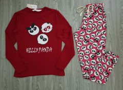 ANNABELLE Ladies 2 Pcs Pyjama Set (DARK RED - PINK) (S - M - XL)