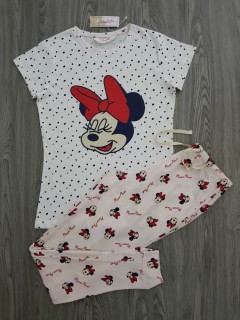 ANNABELLE Ladis 2 Pcs Pyjama Set (WHITE-PINK) (S - M - L - XL)