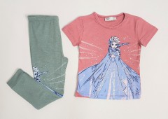 M AND S Girls 2 Pcs Pyjama Set (PINK - GREEN) (2 to 8 Yearss)
