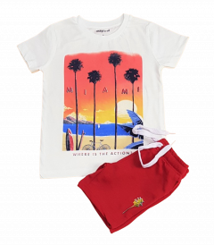 MAYORAL Boys 2 Pcs Shorty Set (WHITE - RED) (2 To 9 Years)
