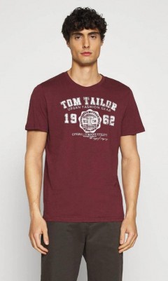 TOM TAILOR Mens T-Shirt (MAROON) (M - L - 3XL)
