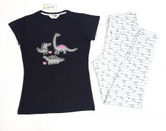 Annabella Ladies 2 Pcs Pyjama set (BLACK - WHITE) (M) 