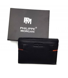 PHILIPPE MORGAN Mens Wallet (BLACK-ORANGE) (OS)