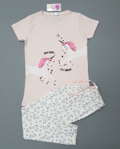 COTON CANDY Girls 2 Pcs Pyjama Set (PINK - WHITE) (2 to 8 Years)