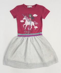 H AND M Girls Frocks (MAROON - GRAY) (2 to 8 Years)