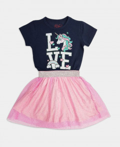 Girls Frocks (NAVY - PINK) (12 Months to 8 Years)