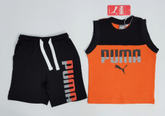 PUMA Boys 2 Pcs Shorty Set (BLACK - ORANGE) (2 to 8 Year)