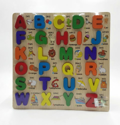 Toyvian 1 Set Wooden Peg Puzzles Number Alphabet Words 3D Jigsaw Puzzles Toys Education Learning Toys for Toddlers Baby Kids