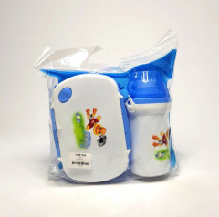 2 Pcs Set Water Bottle Plastic lunch box 3 Compartments food container