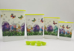 4 Pcs Multicolor Plastic Printed Container, For Household