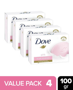 Dove Pink Original Beauty Cream Soft Smooth Skin Moisturising Soap -4 x 100g (CARGO)
