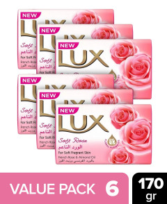Lux 6 Pcs  Soft Rose Bar Soap  (CARGO)