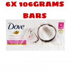 6 Pcs Bundle Dove Purely Pampering Beauty Bar, Coconut Milk, (6X106 grams Bars) (Cargo)