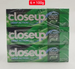 6 Pcs Closeup  Bundle Toothpaste Deep Action Gel Fresh Breath (6X100g)  (Cargo)