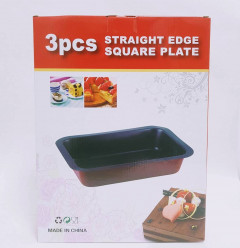 3 Pcs Straight Edge Square Plate